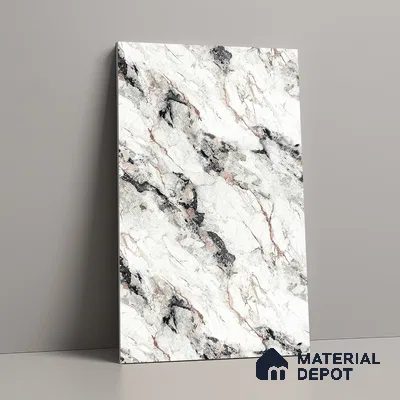 White Marble Look LM 18819 8 ft x 4 ft Texture Finish Decorative Laminate - 1 mm | Suitable for TV Unit, Wardrobe, Kitchen Cabinets