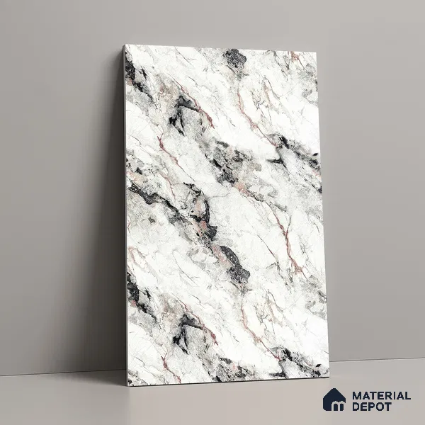 White Marble Look LM 18819 8 ft x 4 ft Texture Finish Decorative Laminate - 1 mm | Suitable for TV Unit, Wardrobe, Kitchen Cabinets