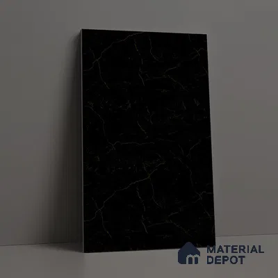 Black Pearl Fluted Solid Color Look LM 19187 Pearl Marble 8 ft x 4 ft Texture Finish Decorative Laminate - 1 mm | Suitable for TV Unit, Wardrobe, Kitchen Cabinets
