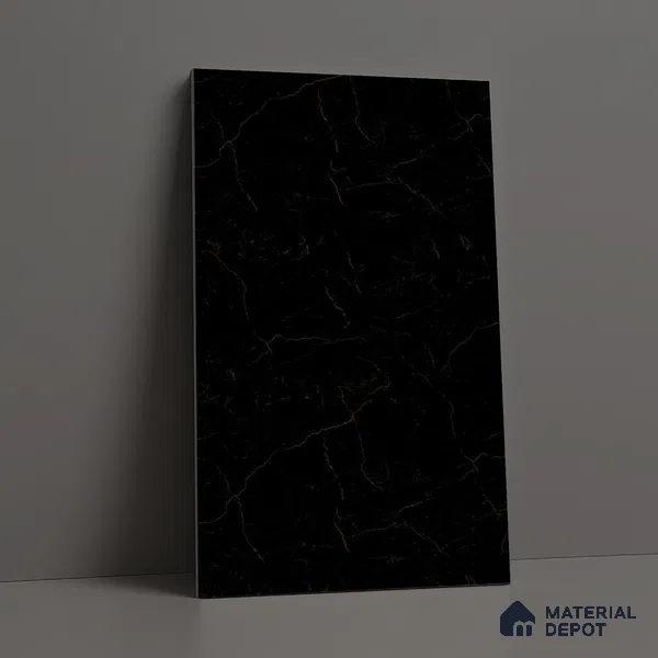 Black Pearl Fluted Solid Color Look LM 19187 Pearl Marble 8 ft x 4 ft Texture Finish Decorative Laminate - 1 mm | Suitable for TV Unit, Wardrobe, Kitchen Cabinets