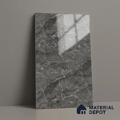 Marble Look LM 19203 William Grey Marble 8 ft x 4 ft Glossy Finish Decorative Laminate - 1 mm | Suitable for TV Unit, Wardrobe, Kitchen Cabinets
