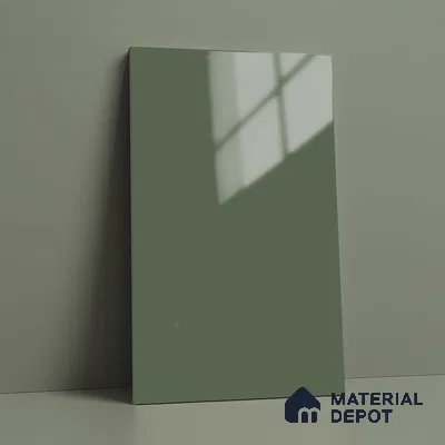 Solid Colors Look LM 19205 Fossile Green 8 ft x 4 ft Glossy Finish Decorative Laminate - 1 mm | Suitable for Living Room, Kitchen, Office