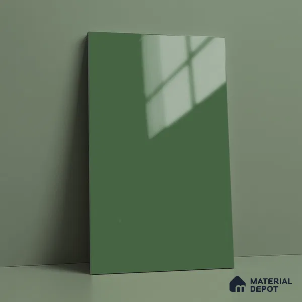 Solid Colors Look LM 19206 Moss Green 8 ft x 4 ft Glossy Finish Decorative Laminate - 1 mm | Suitable for Living Room, Kitchen, Office