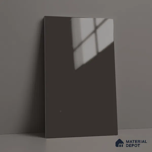 Solid Colors Look LM 19217 Dark Grey 8 ft x 4 ft Glossy Finish Decorative Laminate - 1 mm | Suitable for Living Room, Kitchen, Office