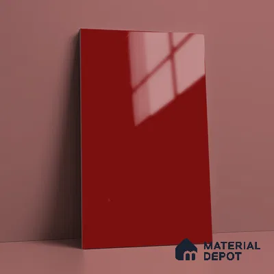 Solid Colors Look LM 19252 Bright Red 8 ft x 4 ft Glossy Finish Decorative Laminate - 1 mm | Suitable for Living Room, Kitchen, Office