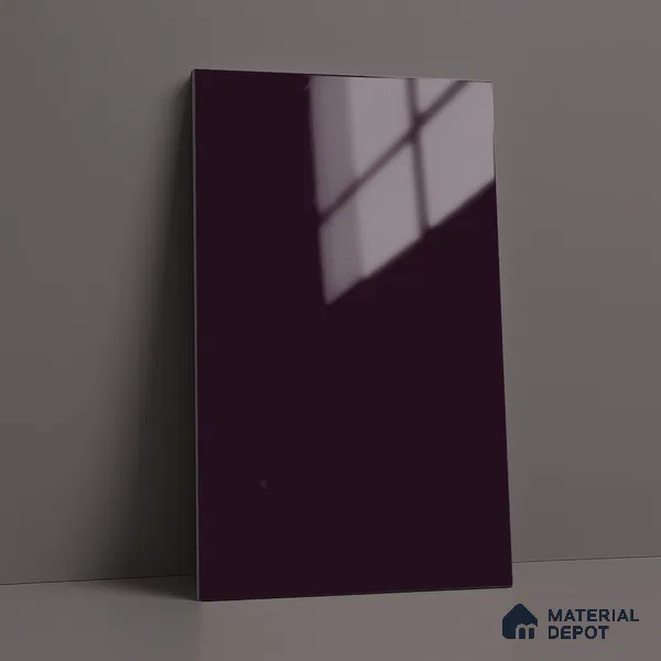Solid Colors Look LM 19256 Black Currant 8 ft x 4 ft Glossy Finish Decorative Laminate - 1 mm | Suitable for Living Room, Kitchen, Office