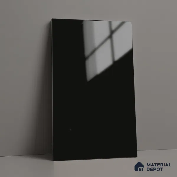 Solid Colors Look LM 19257 Super Black 8 ft x 4 ft Glossy Finish Decorative Laminate - 1 mm | Suitable for Living Room, Kitchen, Office