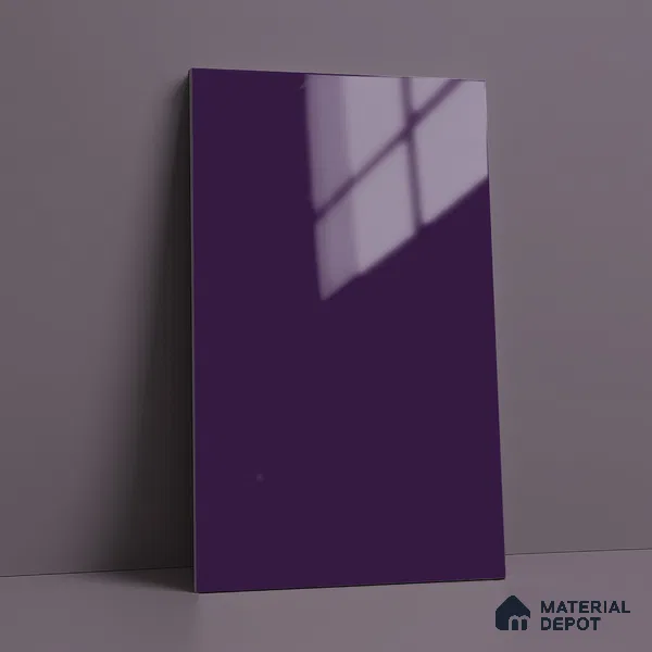 Solid Colors Look LM 19260 Royal Purple 8 ft x 4 ft Glossy Finish Decorative Laminate - 1 mm | Suitable for Living Room, Kitchen, Office