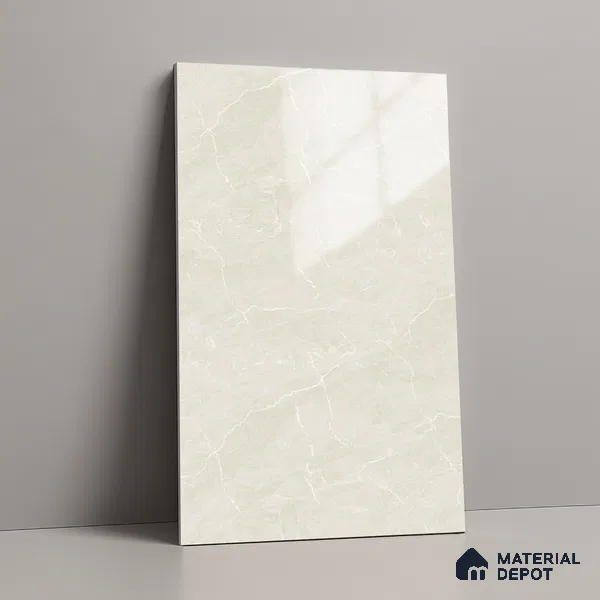 Marble Look LM 19285 White Pearl Marble 8 ft x 4 ft Glossy Finish Decorative Laminate - 1 mm | Suitable for TV Unit, Wardrobe, Kitchen Cabinets