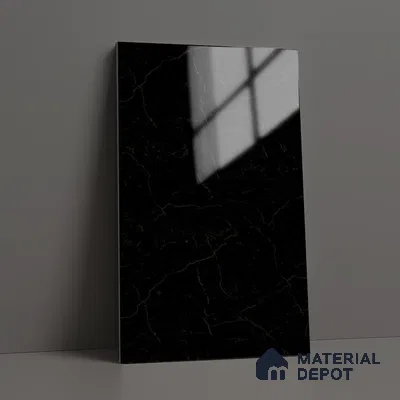 Marble Look LM 19286 Black Pearl Marble 8 ft x 4 ft Glossy Finish Decorative Laminate - 1 mm | Suitable for TV Unit, Wardrobe, Kitchen Cabinets