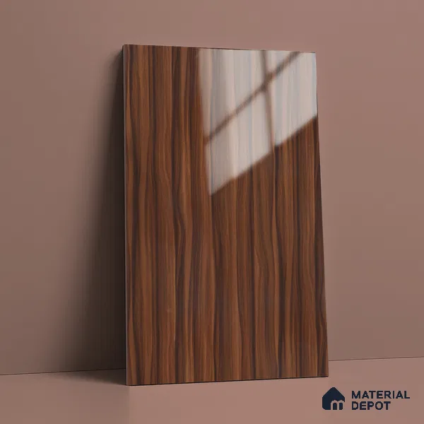 Wooden Look LM 19350 Wharthon Walnut 8 ft x 4 ft Glossy Finish Decorative Laminate - 1 mm | Suitable for TV Unit, Wardrobe, Kitchen Cabinets