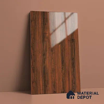 Wooden Look LM 19358 Caen Chestnut 8 ft x 4 ft Glossy Finish Decorative Laminate - 1 mm | Suitable for TV Unit, Wardrobe, Kitchen Cabinets
