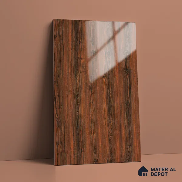 Wooden Look LM 19358 Caen Chestnut 8 ft x 4 ft Glossy Finish Decorative Laminate - 1 mm | Suitable for TV Unit, Wardrobe, Kitchen Cabinets