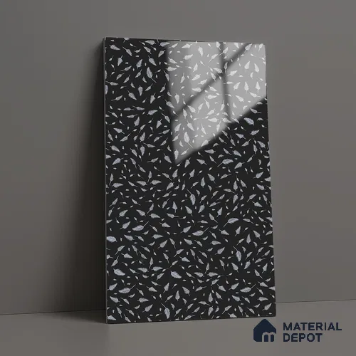 Patterned Look LM 19390 Grey Feather 8 ft x 4 ft Glossy Finish Decorative Laminate - 1 mm | Suitable for Bedroom, TV Unit, Wardrobe