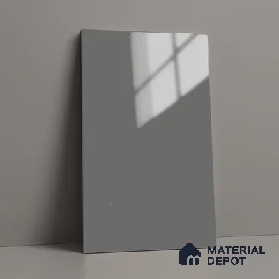 LM 19424 C Slate Grey Solid Color Glossy Finish 8 ft x 4 ft Decorative Laminate - 1 mm | Suitable for Living Room, Kitchen, Office