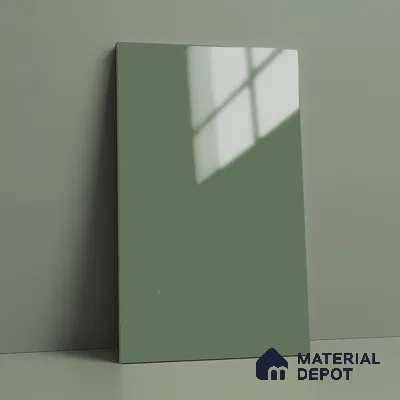 LM 19428 C Light Sage Green Solid Color Glossy Finish 8 ft x 4 ft Decorative Laminate - 1 mm | Suitable for Living Room, Kitchen, Office
