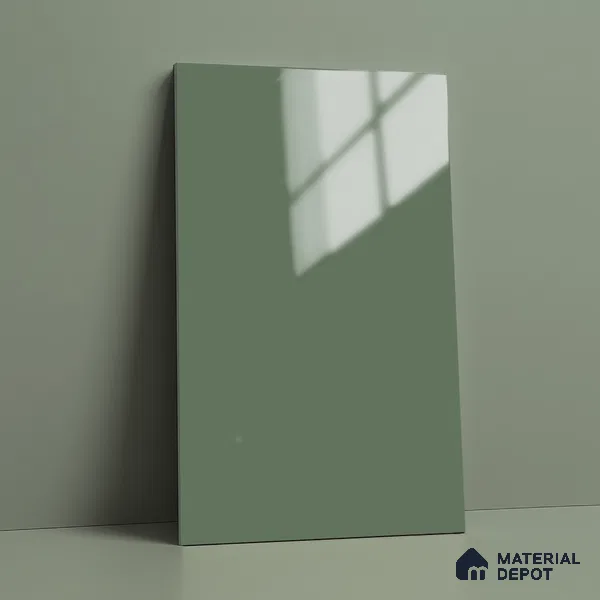 LM 19428 C Light Sage Green Solid Color Glossy Finish 8 ft x 4 ft Decorative Laminate - 1 mm | Suitable for Living Room, Kitchen, Office