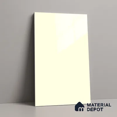 LM 19441 I Off White Solid Color Glossy Finish 8 ft x 4 ft Decorative Laminate - 1 mm | Suitable for Living Room, Kitchen, Office