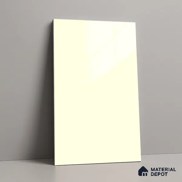 LM 19441 I Off White Solid Color Glossy Finish 8 ft x 4 ft Decorative Laminate - 1 mm | Suitable for Living Room, Kitchen, Office