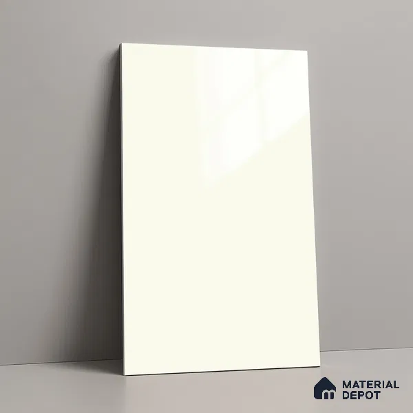 LM 19442 B Glossy White Solid Color Glossy Finish 8 ft x 4 ft Decorative Laminate - 1 mm | Suitable for Living Room, Kitchen, Office