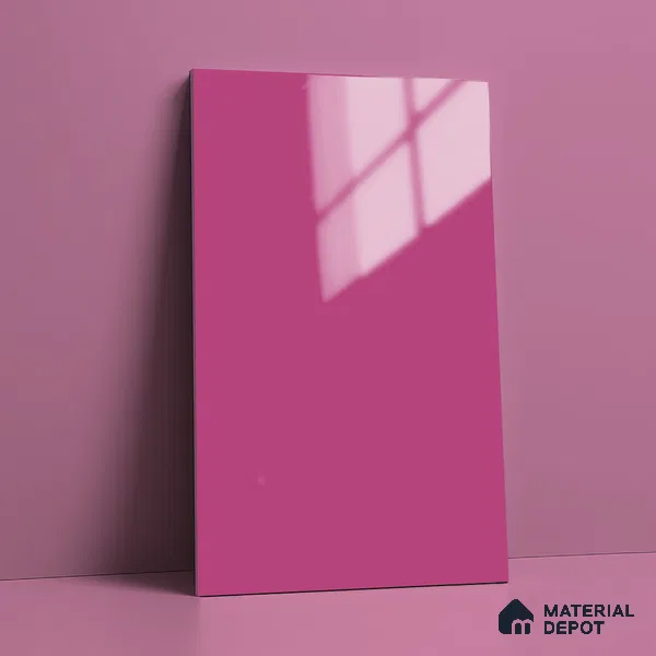 LM 19443 Vivid Pink Solid Color Glossy Finish 8 ft x 4 ft Decorative Laminate - 1 mm | Suitable for Living Room, Kitchen, Office