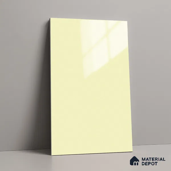 LM 19470 Warm White Metallic High Gloss Finish 8 ft x 4 ft Decorative Laminate - 1 mm | Suitable for TV Unit, Wardrobe, Kitchen Cabinets