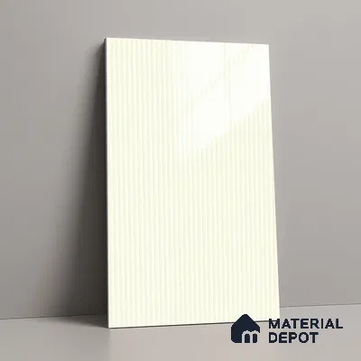 Warm White Fluted Solid Color LM 19470 B Warm White Glossy Finish 8 ft x 4 ft Glossy Finish Decorative Laminate - 1 mm | Suitable for TV Unit,Wardrobe, Kitchen Cabinets