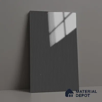 Charcoal Grey Fluted Solid Color LM 19473 B Silver Glossy Finish 8 ft x 4 ft Glossy Finish Decorative Laminate - 1 mm | Suitable for TV Unit,Wardrobe, Kitchen Cabinets