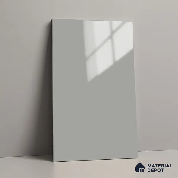 LM 21059 C Steelmist Grey Solid Color Glossy Finish 8 ft x 4 ft Decorative Laminate - 1 mm | Suitable for Living Room, Kitchen, Office