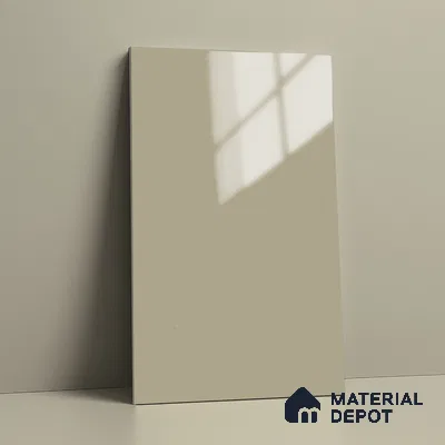 LM 21061 E Veloura Beige Solid Color Glossy Finish 8 ft x 4 ft Decorative Laminate - 1 mm | Suitable for Living Room, Kitchen, Office