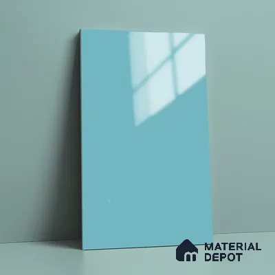 LM 21064 D Aeris Blue Solid Color Glossy Finish 8 ft x 4 ft Decorative Laminate - 1 mm | Suitable for Living Room, Kitchen, Office