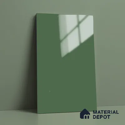 LM 21066 H Olive Green Solid Color Glossy Finish 8 ft x 4 ft Decorative Laminate - 1 mm | Suitable for Living Room, Kitchen, Office