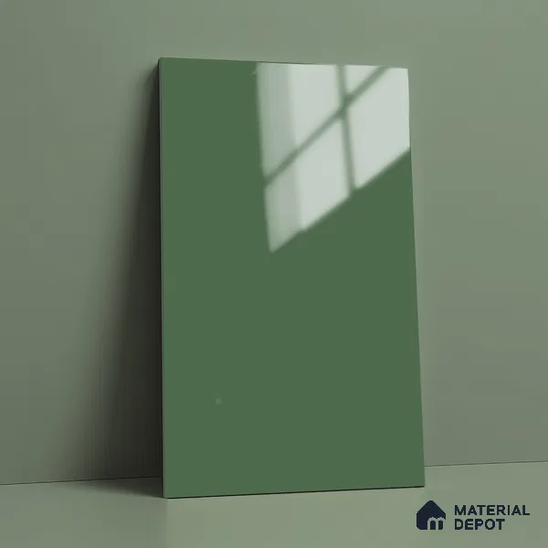 LM 21066 H Olive Green Solid Color Glossy Finish 8 ft x 4 ft Decorative Laminate - 1 mm | Suitable for Living Room, Kitchen, Office