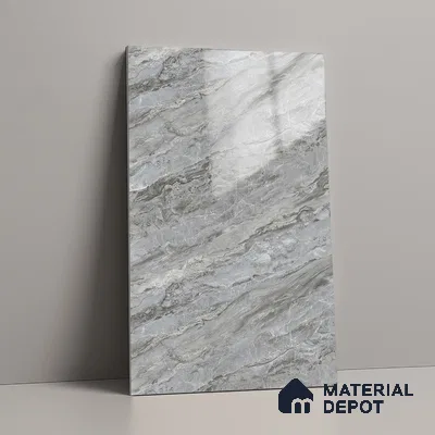 Marble Look LM 21107 C Glacier Mist Marble High Gloss Finish 8 ft x 4 ft Decorative Laminate - 1 mm | Suitable for TV Unit, Wardrobe, Kitchen Cabinets