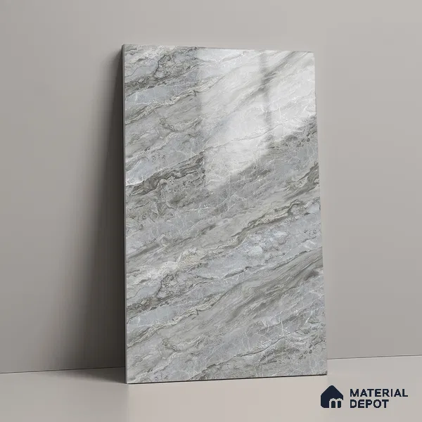 Marble Look LM 21107 C Glacier Mist Marble High Gloss Finish 8 ft x 4 ft Decorative Laminate - 1 mm | Suitable for TV Unit, Wardrobe, Kitchen Cabinets