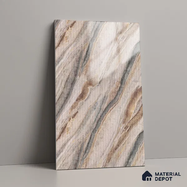 Marble Fluted Look LM 21109 F Dunesone Drift High Gloss Finish 8 ft x 4 ft Decorative Laminate - 1 mm | Suitable for TV Unit, Wardrobe, Kitchen Cabinets