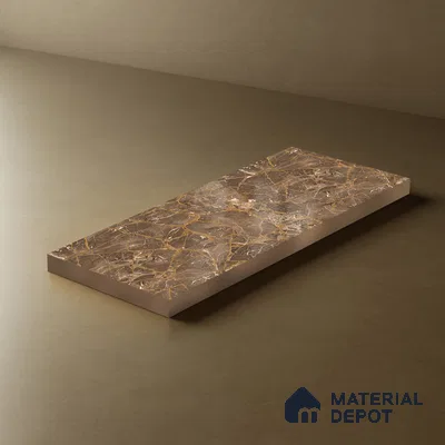 LM 21110 Mystro Goldine Marble High Gloss Finish 8 ft x 4 ft Decorative Laminate - 1 mm | Suitable for TV Unit, Wardrobe, Kitchen Cabinets