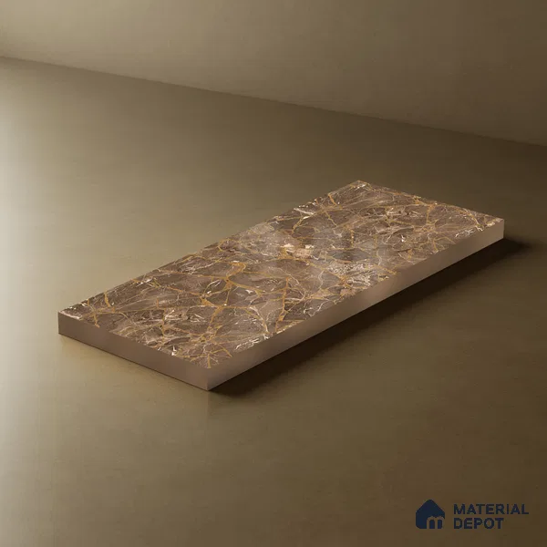 LM 21110 Mystro Goldine Marble High Gloss Finish 8 ft x 4 ft Decorative Laminate - 1 mm | Suitable for TV Unit, Wardrobe, Kitchen Cabinets