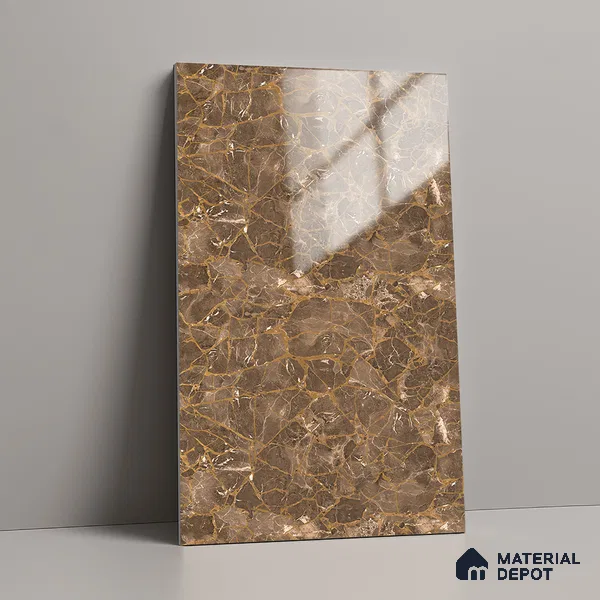 LM 21110 Mystro Goldine Marble High Gloss Finish 8 ft x 4 ft Decorative Laminate - 1 mm | Suitable for TV Unit, Wardrobe, Kitchen Cabinets