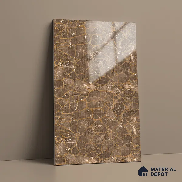 Marble Fluted Look LM 21110 B Mystro Goldine High Gloss Finish 8 ft x 4 ft Decorative Laminate - 1 mm | Suitable for TV Unit, Wardrobe, Kitchen Cabinets