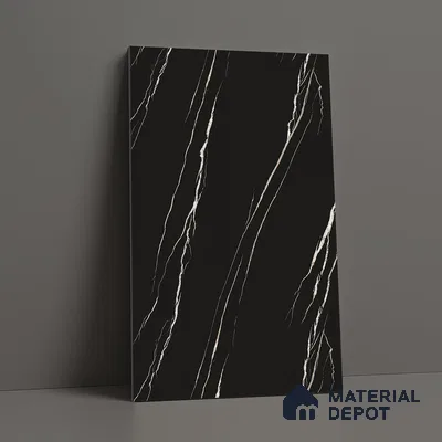 LM 21114 Jet Black Marble Noble Diagon Texture Finish 8 ft x 4 ft Decorative Laminate - 1 mm | Suitable for TV Unit, Wardrobe, Kitchen Cabinets