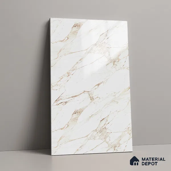 LM 21115 B Auresta White Wooden High Gloss Finish 8 ft x 4 ft Decorative Laminate - 1 mm | Suitable for TV Unit, Wardrobe, Kitchen Cabinets