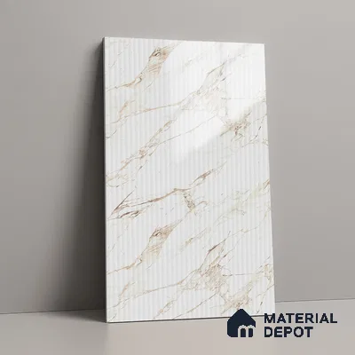 Marble Fluted Look LM 21115 C Auresta High Gloss Finish 8 ft x 4 ft Decorative Laminate - 1 mm | Suitable for TV Unit, Wardrobe, Kitchen Cabinets