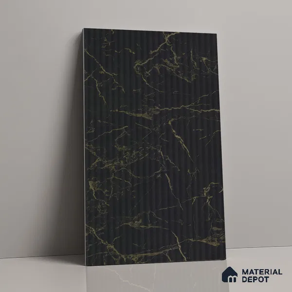 Marble Fluted Look LM 18772 Venatino Gold 8 ft x 4 ft Texture Finish Decorative Laminate - 1 mm | Suitable for TV Unit, Wardrobe, Kitchen Cabinets