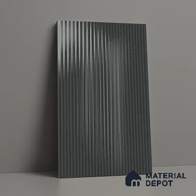 Fluted Solid Color Look LM 21478 Graphite Grey 8 ft x 4 ft Glossy Finish Decorative Laminate - 1 mm | Suitable for TV Unit, Wardrobe, Kitchen Cabinets