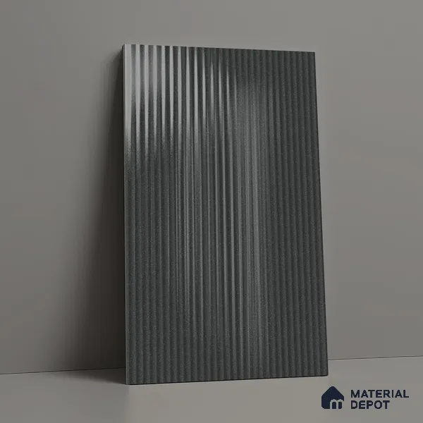 Fluted Solid Color Look LM 21478 Graphite Grey 8 ft x 4 ft Glossy Finish Decorative Laminate - 1 mm | Suitable for TV Unit, Wardrobe, Kitchen Cabinets