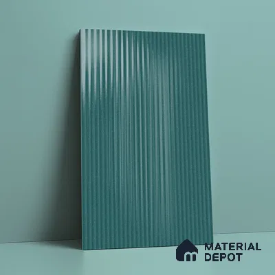 Fluted Solid Color Look LM 21480 Paris Green 8 ft x 4 ft Glossy Finish Decorative Laminate - 1 mm | Suitable for TV Unit, Wardrobe, Kitchen Cabinets