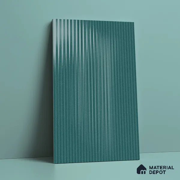 Fluted Solid Color Look LM 21480 Paris Green 8 ft x 4 ft Glossy Finish Decorative Laminate - 1 mm | Suitable for TV Unit, Wardrobe, Kitchen Cabinets
