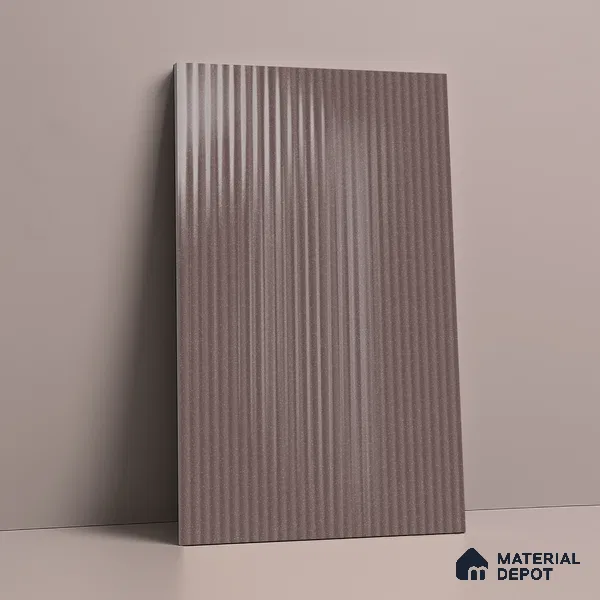 Fluted Solid Color Look LM 21481 Americano 8 ft x 4 ft Glossy Finish Decorative Laminate - 1 mm | Suitable for TV Unit, Wardrobe, Kitchen Cabinets
