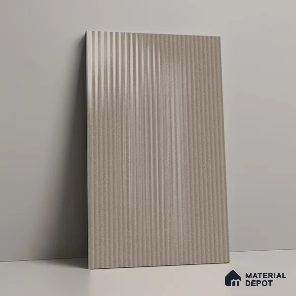 Fluted Solid Color Look LM 21548 Perfect Beige 8ft x 4ft Glossy Finish Decorative Laminate - 1 mm | Suitable for TV Unit, Wardrobe, Kitchen Cabinets